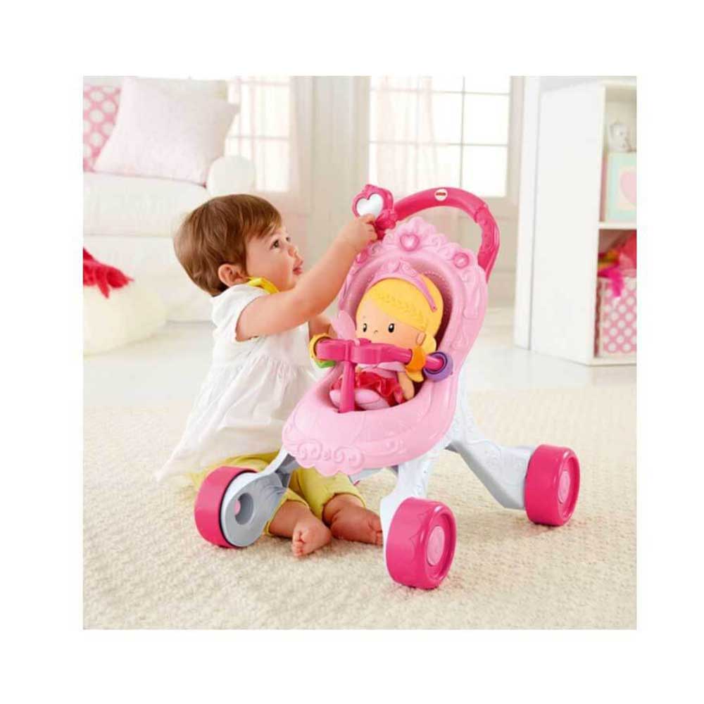 Bērnu stumjamā rotaļlieta ar rotaļu ratiem un lelli DGM71