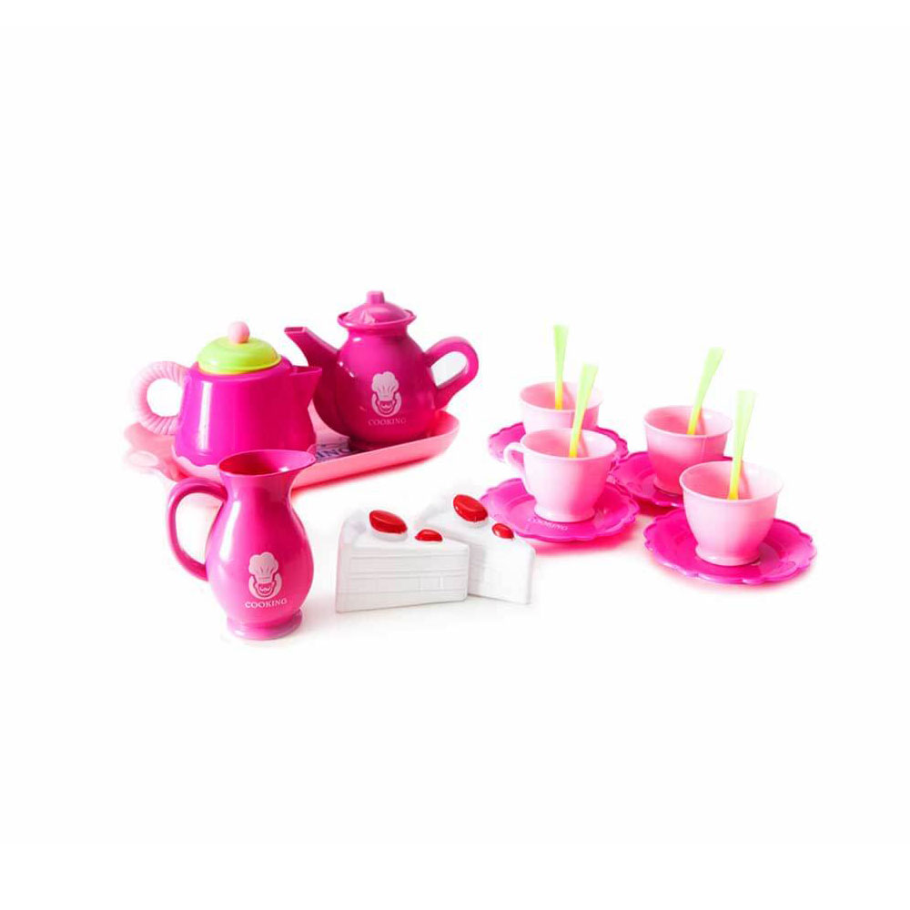 Rotaļu tējas servīze bērnu trauku komplekts trauki lellēm virtuves trauki rotaļu torte