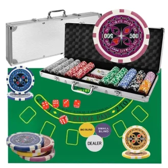 Pokera komplekts ar 500 žetoniem un koferi (Blackjack / Poker)
