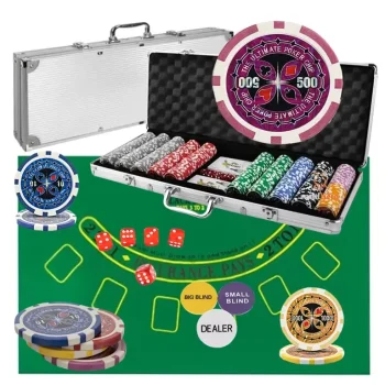Pokera komplekts ar 500 žetoniem un koferi (Blackjack / Poker)