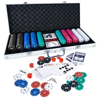 Pokera komplekts ar 500 žetoniem un koferi (Poker Light)
