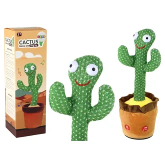 Interaktīvā plīša rotaļlieta dejojošais kaktuss Dancing Cactus brūnā puķupodā.