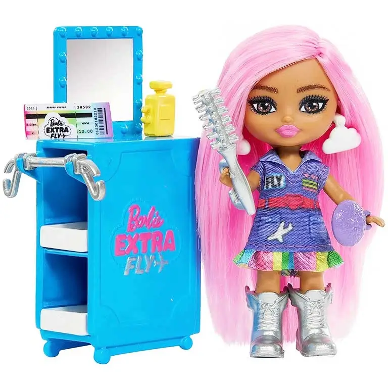 Barbie Extra Fly privātā lidmašīna komplektā ar vienu mini lelli un pasi