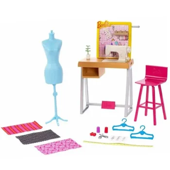 Barbie You Can Be Anything šuvējas darbnīca Mattel FJB25 FXP10 leļļu aksesuāri un mēbeles