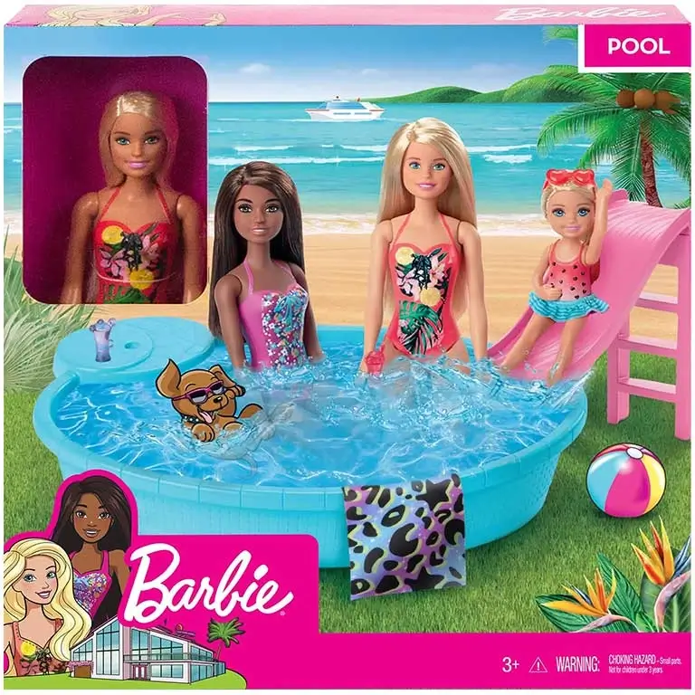 Bārbijas peldbaseins un lelle Barbie GHL91