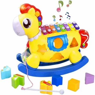 Huanger Horse muzikālais zirdziņš komplektā ar krāsainām sortera formiņām