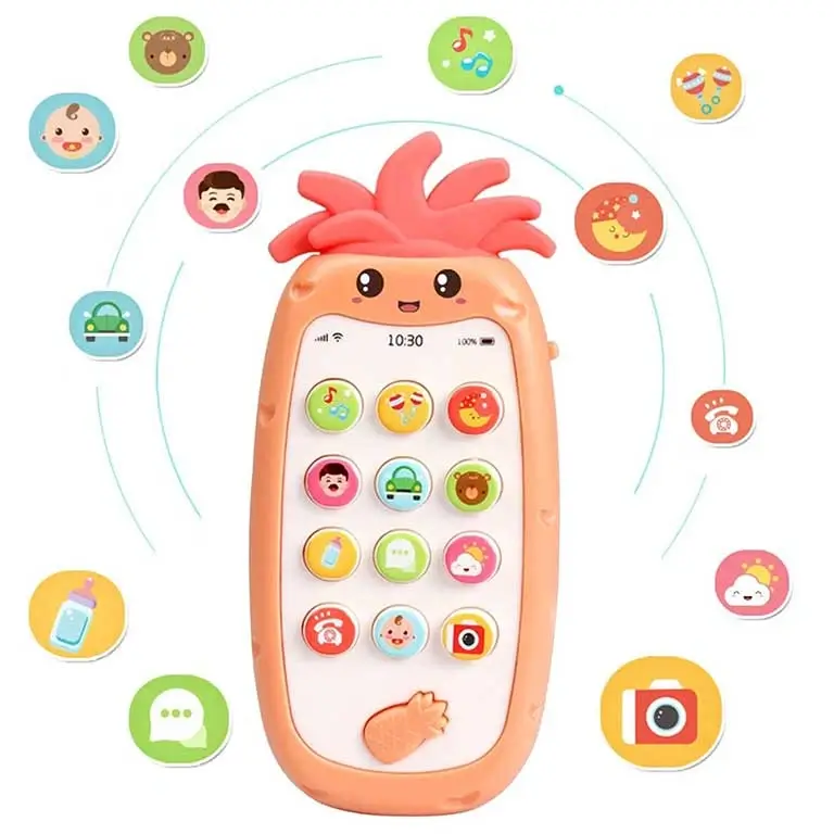 Rozā bērnu rotaļu telefons Pineapple ananasu formā mazuļiem