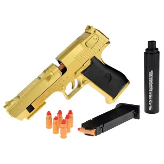 Rotaļu pistole Desert Eagle Gold zelta krāsā ar klusinātāju