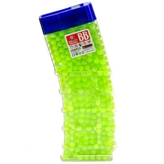 Koši zaļas (Bullets Green) plastmasas bumbiņas Airsoft tipa rotaļu pistolēm un automātiem.
