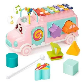 Huanger Music Bus Pink rotaļu autobuss