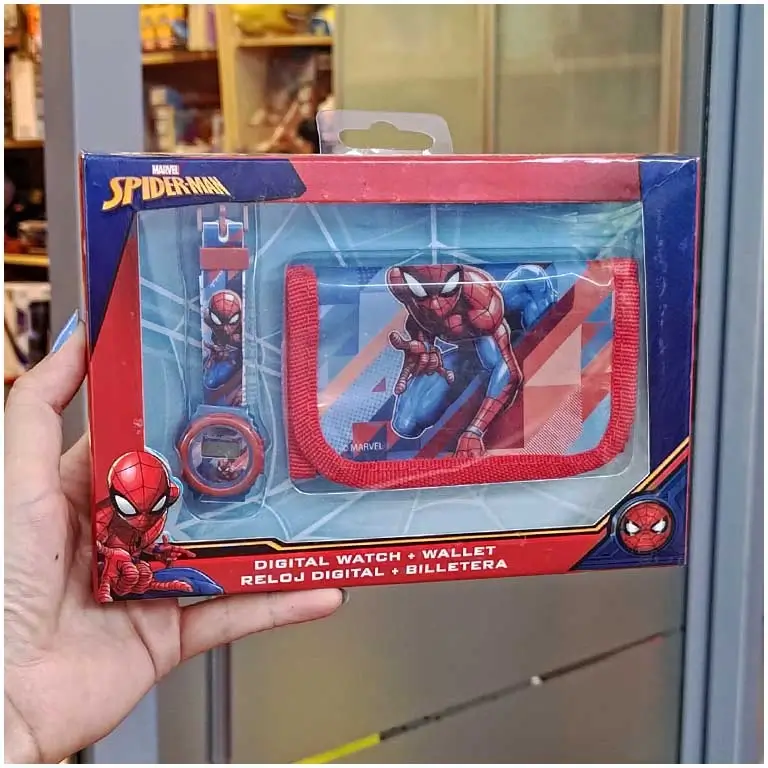 Spider-Man naudas maciņš un bērnu rokas pulkstenis