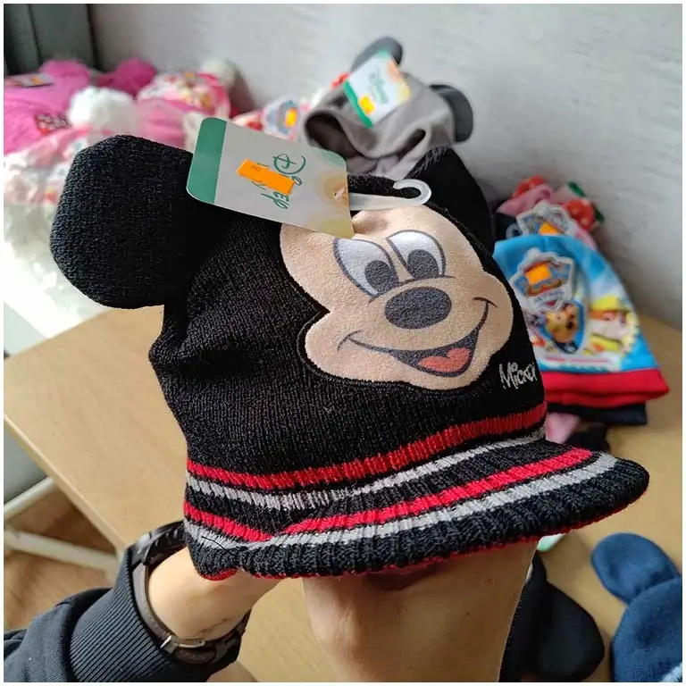 Mickey Mouse Black bērnu ziemas cepure ar ausīm