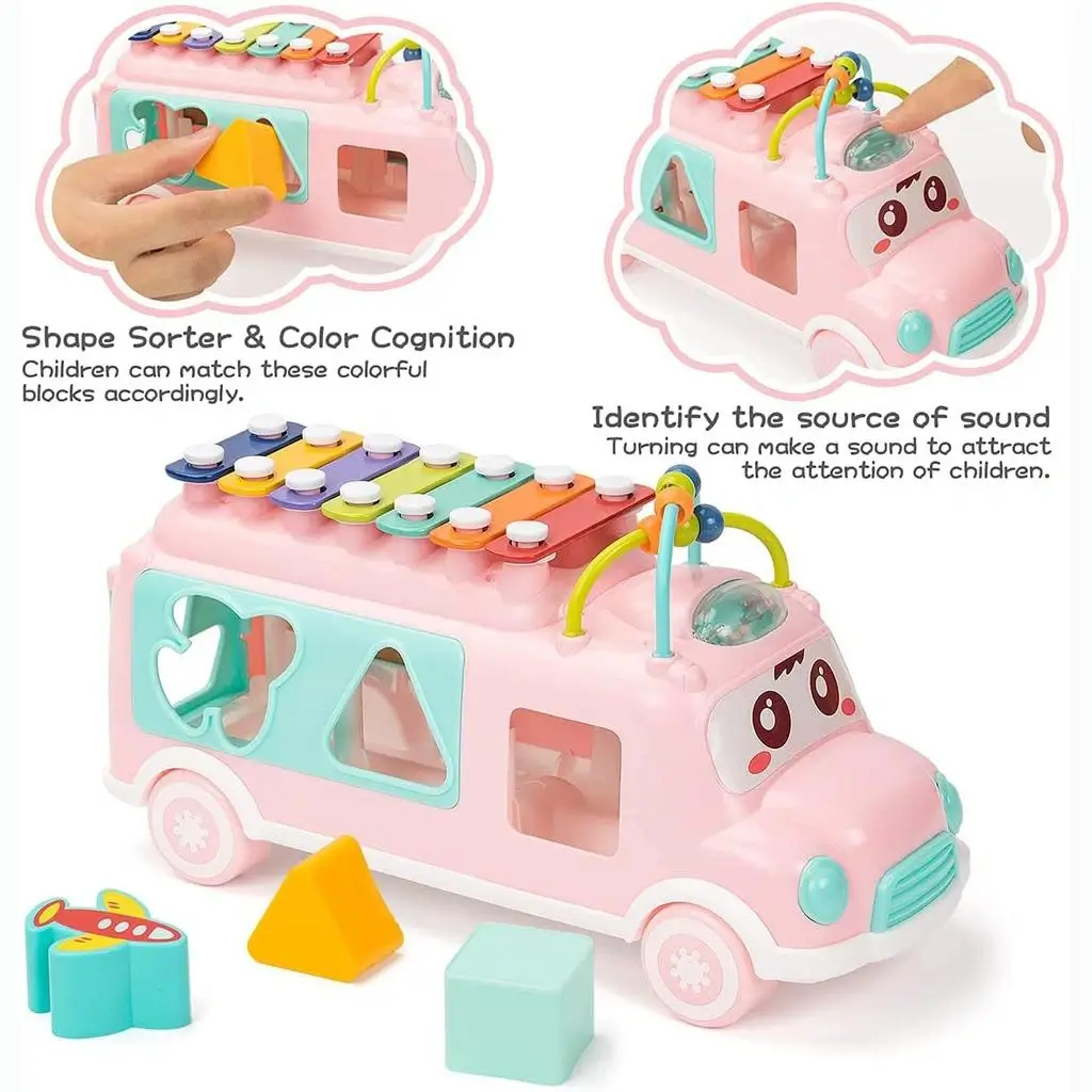Huanger Music Bus Pink rotaļu autobuss