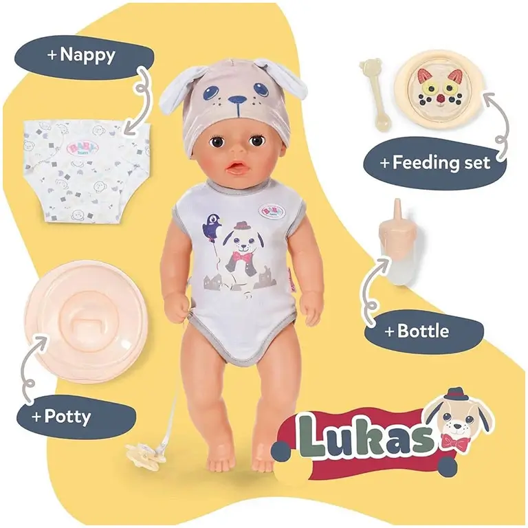Baby Born lelle mazulis Little Boy Lukas Dog 36 cm