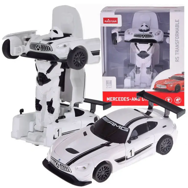 Mercedes-Benz GT3 AMG White RS Transformable Rastar 553328 mašīna transformeris robots