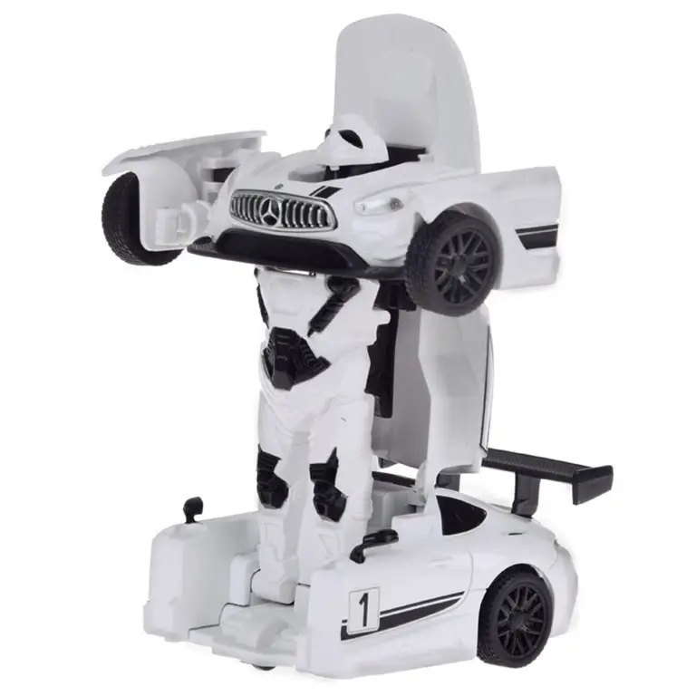 Mercedes-Benz GT3 AMG White RS Transformable Rastar 553328 mašīna transformeris robots