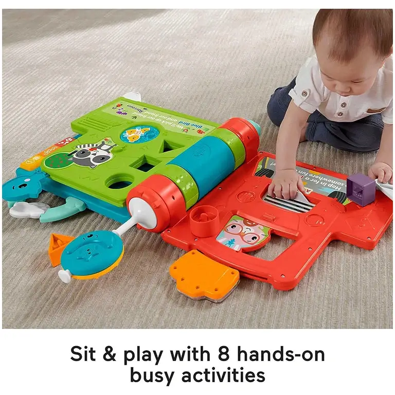Fisher-Price Sit-To-Stand Giant Activity Book aktivitātes dēlis, milzīga, liela grāmata HCL02 GTJ58 (angļu/franču)