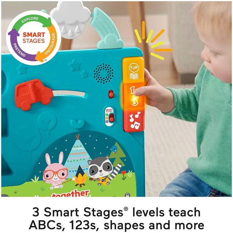 Fisher-Price Sit-To-Stand Giant Activity Book aktivitātes dēlis, milzīga, liela grāmata HCL02 GTJ58 (angļu/franču)