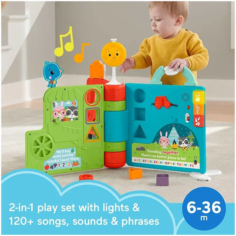 Fisher-Price Sit-To-Stand Giant Activity Book aktivitātes dēlis, milzīga, liela grāmata HCL02 GTJ58 (angļu/franču)