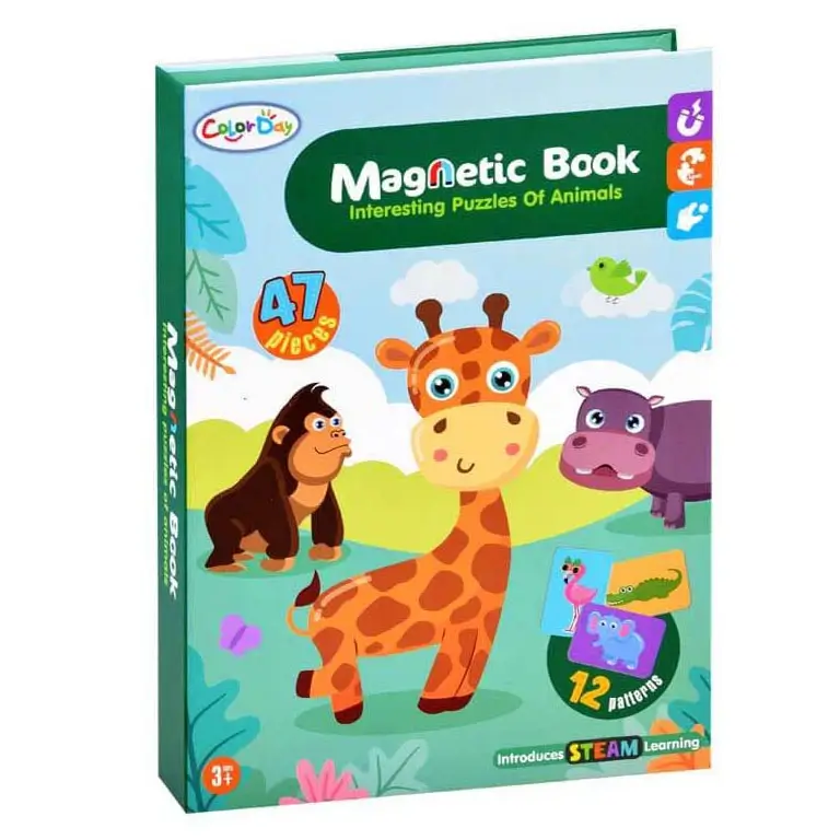 Bērnu magnētiskā grāmata (puzle) Magnetic Book Animals 47 pcs