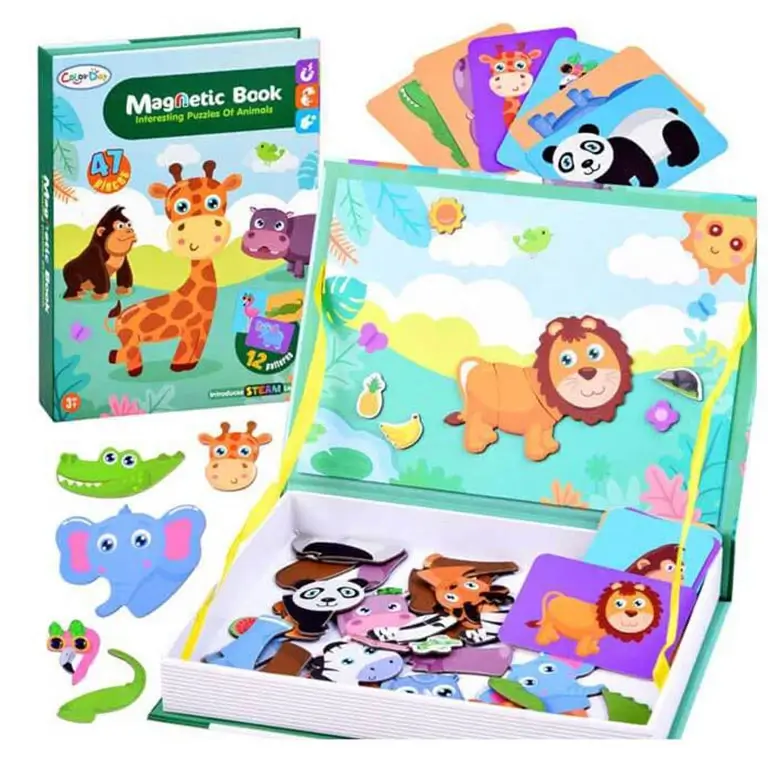 Bērnu magnētiskā grāmata (puzle) Magnetic Book Animals 47 pcs